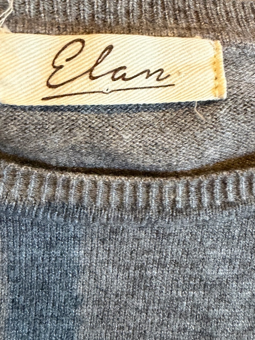 Elan Gray Crewneck Sweatshirt with Cutout Pearl-Studded Sleeves - Picture 6 of 7